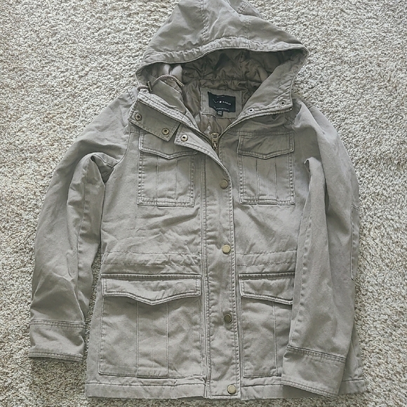 Lucky Brand Tan Utility Jacket with Hood - Picture 2 of 9